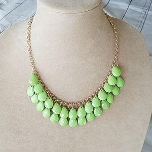 New green teardrop bib statement necklace